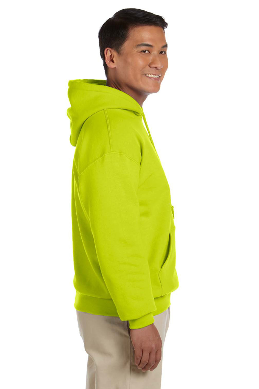 Gildan G185 Mens Hooded Sweatshirt Hoodie Safety Green Side