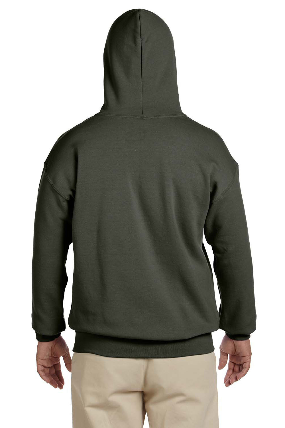 Gildan G185 Mens Hooded Sweatshirt Hoodie Military Green Back
