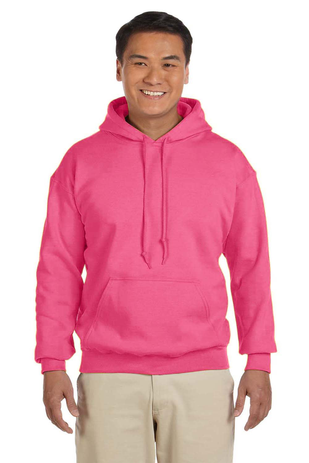 Gildan G185 Mens Hooded Sweatshirt Hoodie Safety Pink Front