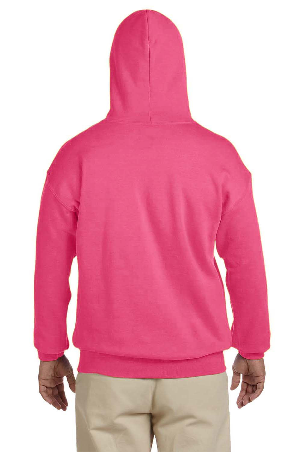 Gildan G185 Mens Hooded Sweatshirt Hoodie Safety Pink Back