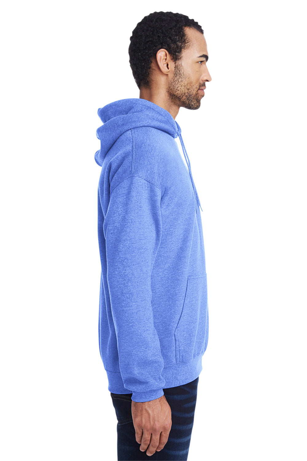 Gildan 18500/G185 Mens Heather Royal Blue Pill Resistant Hooded Sweatshirt  Hoodie —