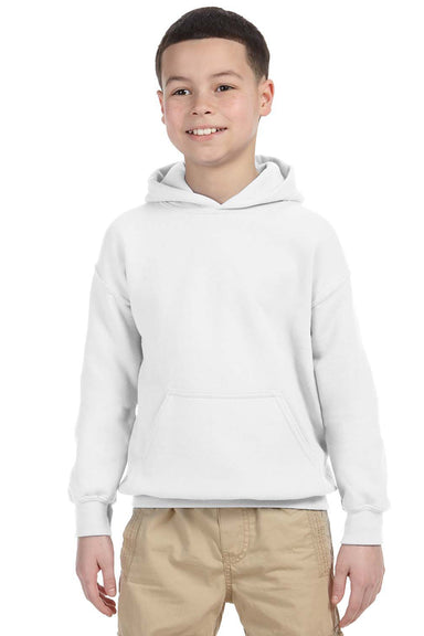 Gildan G185B Youth Hooded Sweatshirt Hoodie White Front