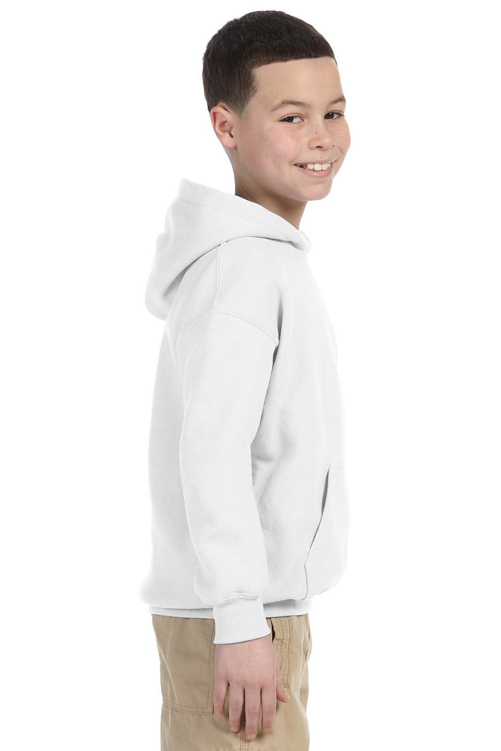 Gildan G185B Youth Hooded Sweatshirt Hoodie White Side