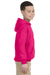 Gildan G185B Youth Hooded Sweatshirt Hoodie Heliconia Pink Side