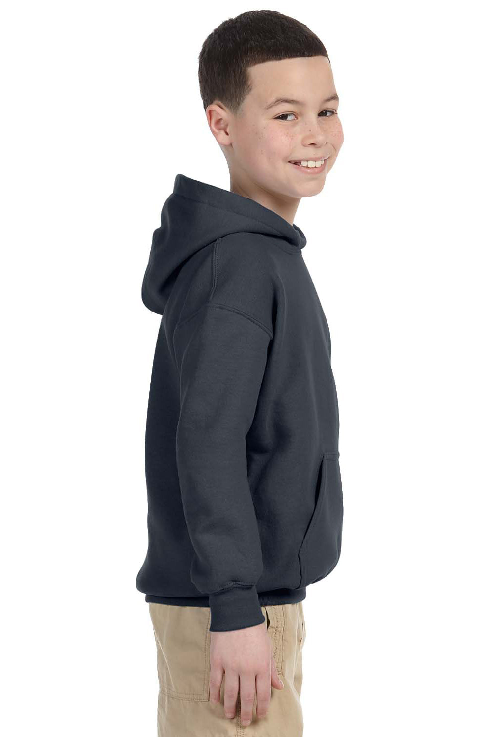 Gildan G185B Youth Hooded Sweatshirt Hoodie Charcoal Grey Side