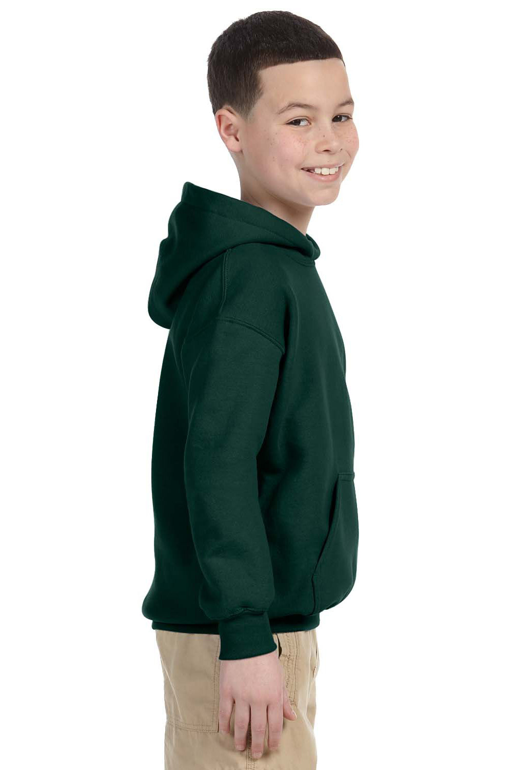 Gildan G185B Youth Hooded Sweatshirt Hoodie Forest Green Side