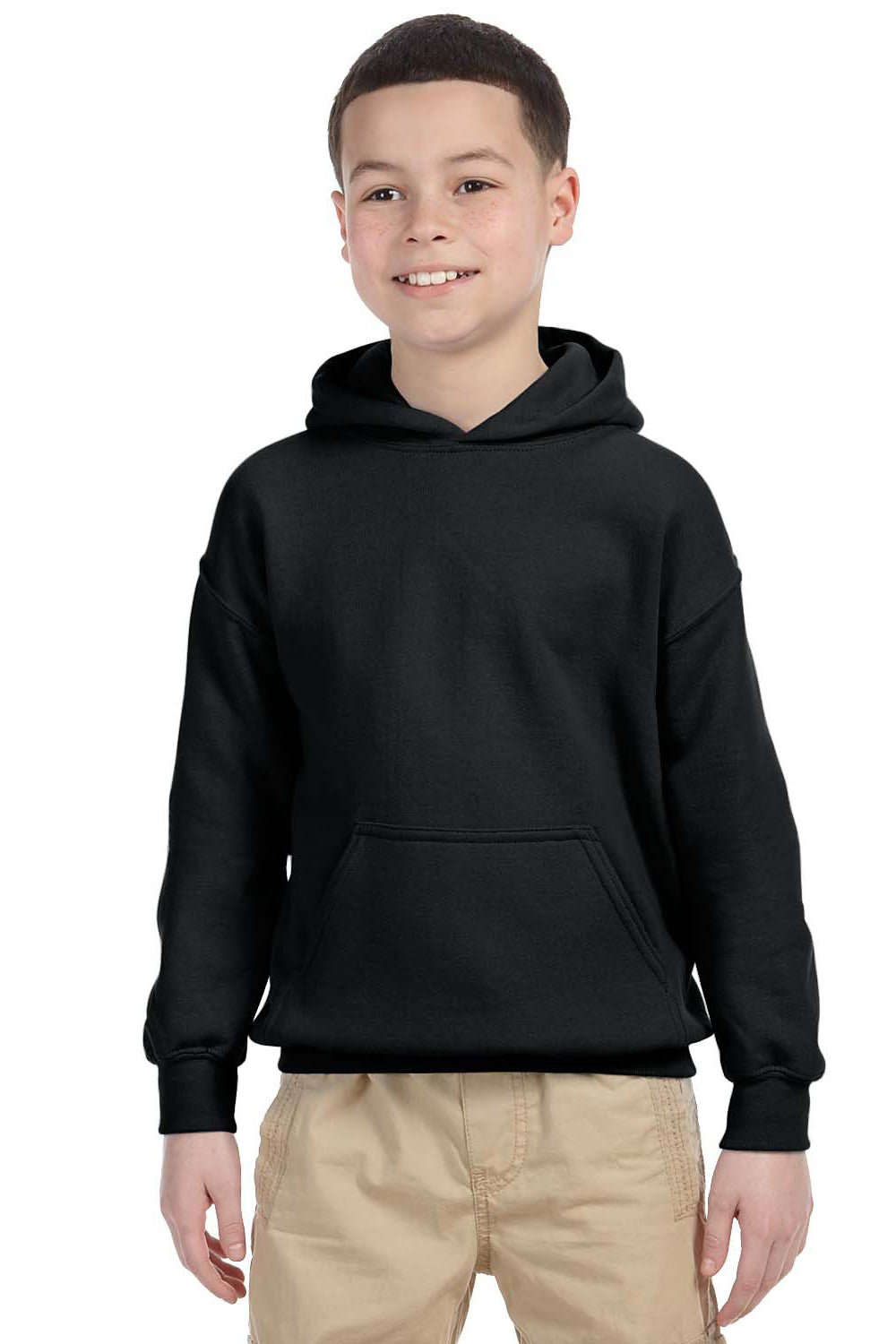 Gildan G185B Youth Hooded Sweatshirt Hoodie Black Front