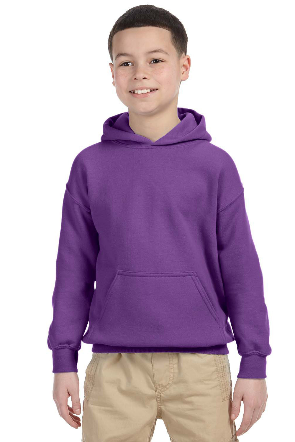 Gildan G185B Youth Hooded Sweatshirt Hoodie Purple Front