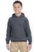 Gildan G185B Youth Hooded Sweatshirt Hoodie Heather Dark Grey Front