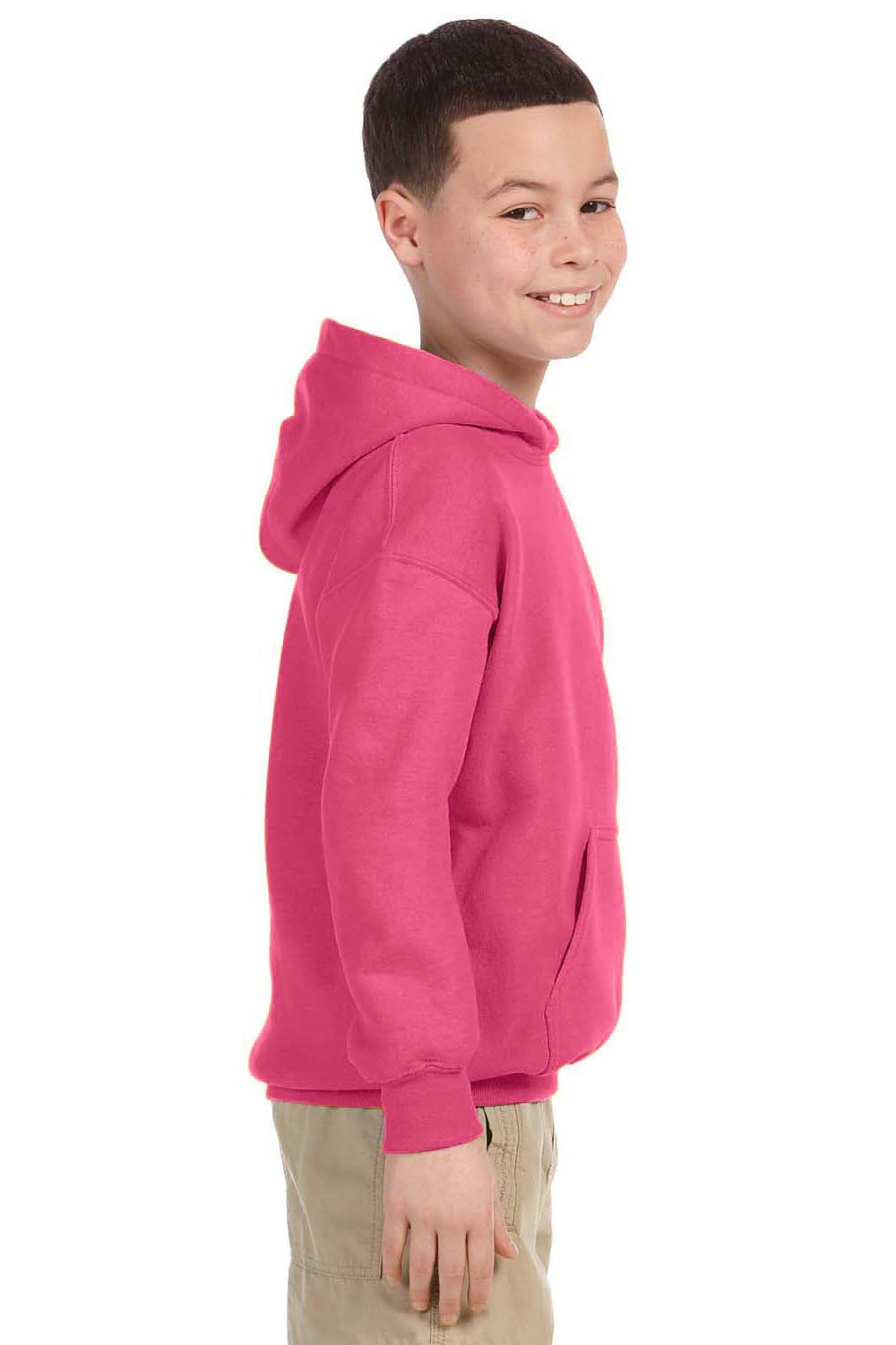 Gildan G185B Youth Hooded Sweatshirt Hoodie Safety Pink Side