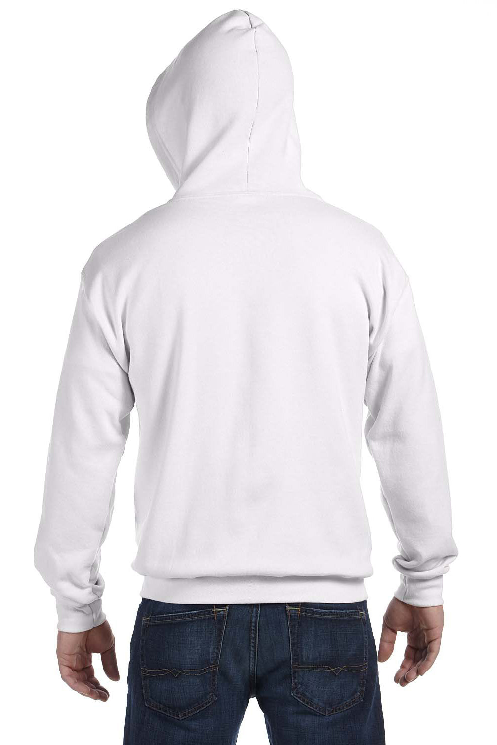 Gildan G186 Mens Full Zip Hooded Sweatshirt Hoodie White Back