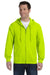Gildan G186 Mens Full Zip Hooded Sweatshirt Hoodie Safety Green Front