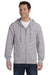 Gildan G186 Mens Full Zip Hooded Sweatshirt Hoodie Sport Grey Front
