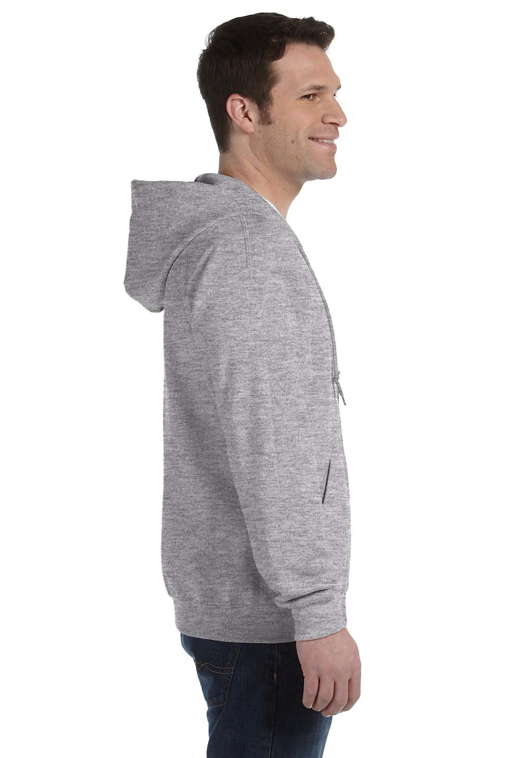 Gildan G186 Mens Full Zip Hooded Sweatshirt Hoodie Sport Grey Side