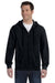 Gildan G186 Mens Full Zip Hooded Sweatshirt Hoodie Black Front