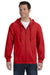 Gildan G186 Mens Full Zip Hooded Sweatshirt Hoodie Red Front