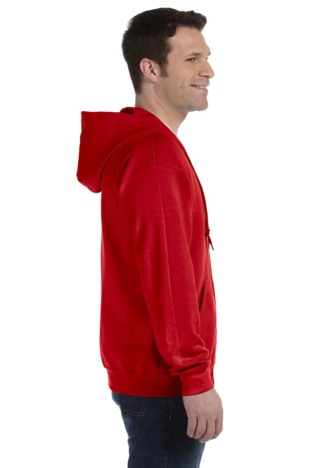 Gildan G186 Mens Full Zip Hooded Sweatshirt Hoodie Red Side