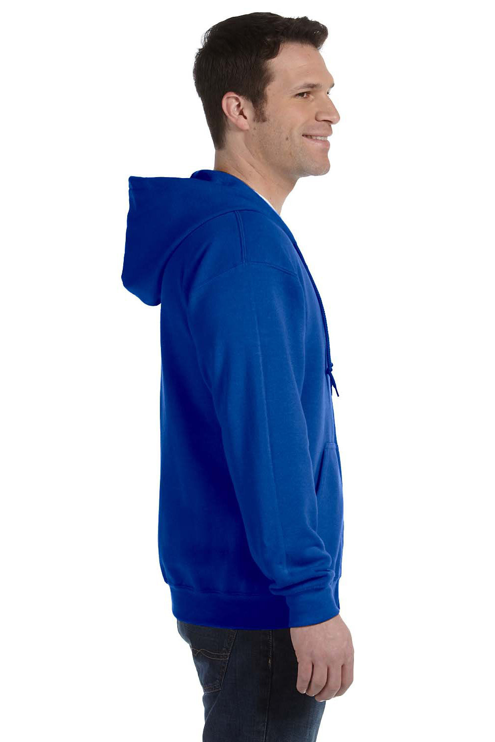 Gildan G186 Mens Full Zip Hooded Sweatshirt Hoodie Royal Blue Side
