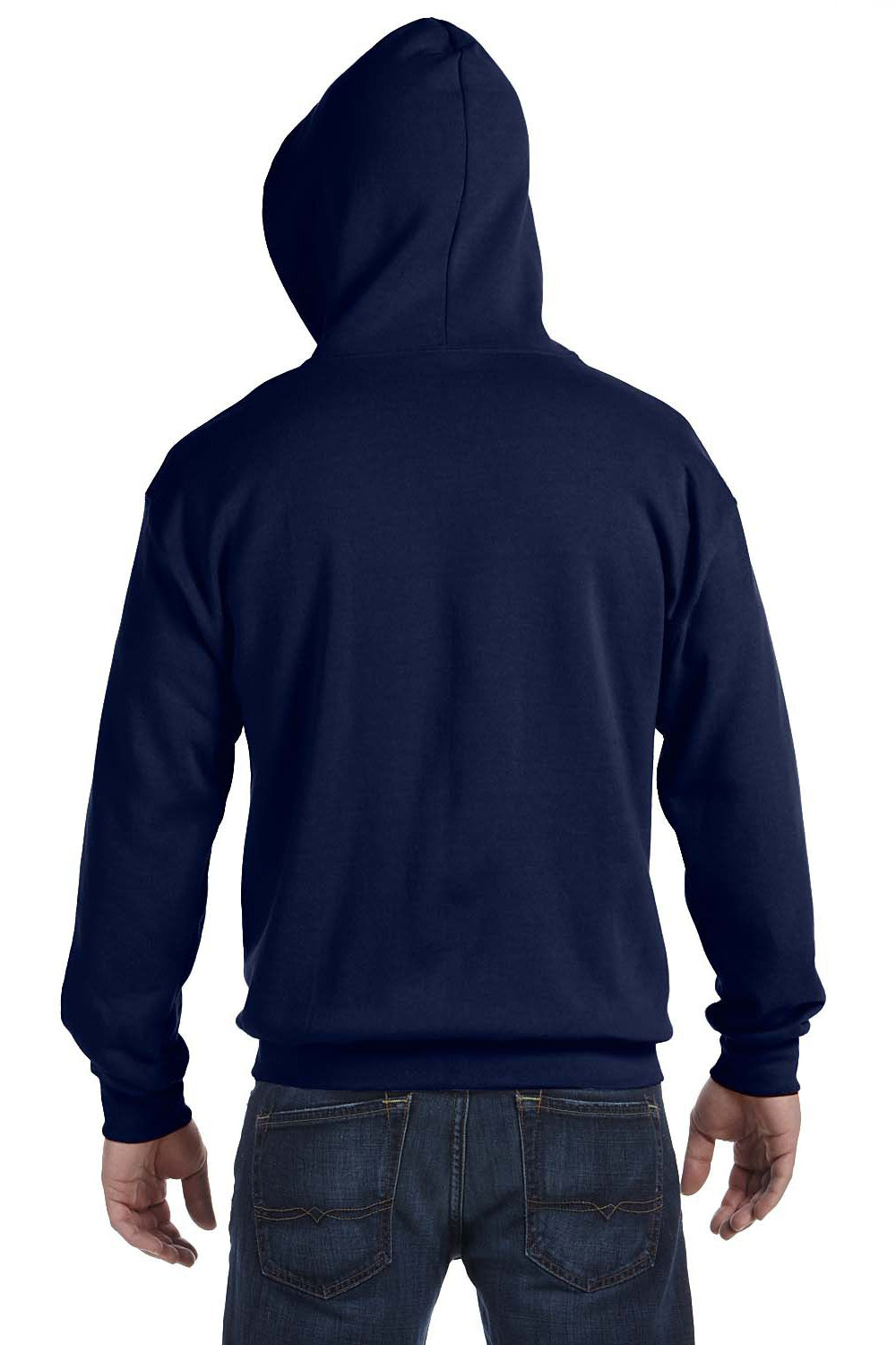 Gildan G186 Mens Full Zip Hooded Sweatshirt Hoodie Navy Blue Back