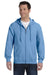 Gildan G186 Mens Full Zip Hooded Sweatshirt Hoodie Carolina Blue Front