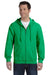 Gildan G186 Mens Full Zip Hooded Sweatshirt Hoodie Irish Green Front