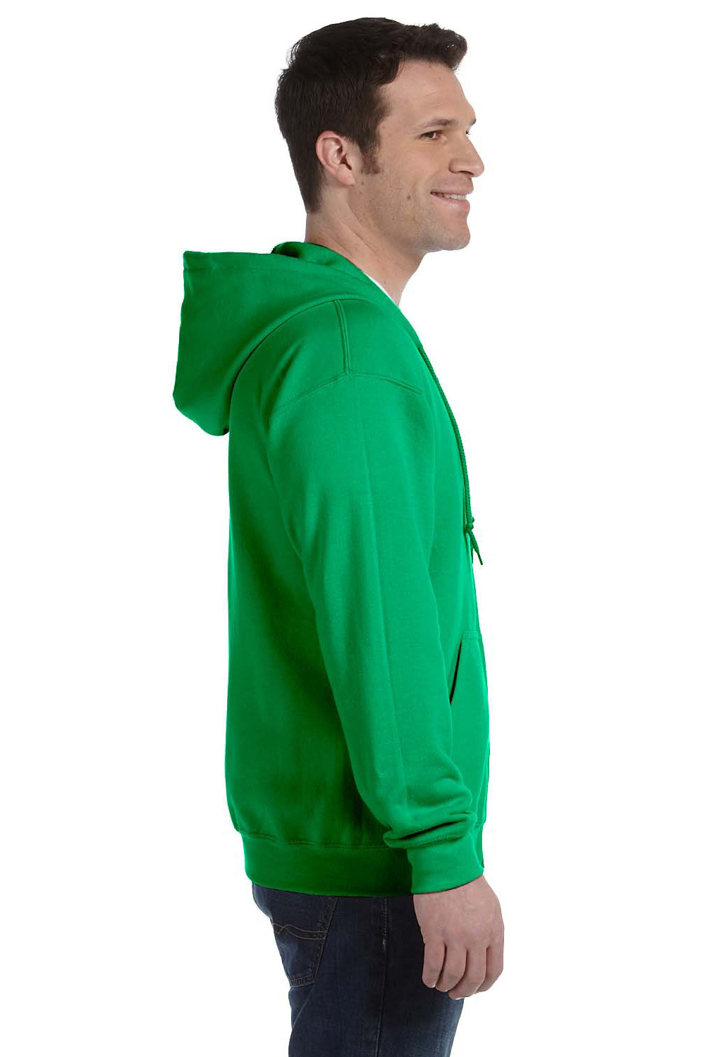 Gildan G186 Mens Full Zip Hooded Sweatshirt Hoodie Irish Green Side