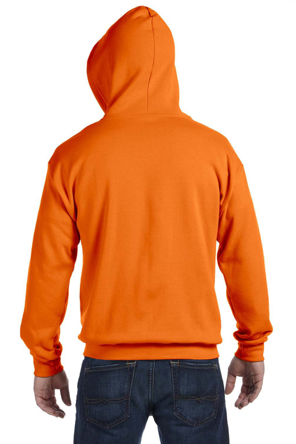 Gildan G186 Mens Full Zip Hooded Sweatshirt Hoodie Safety Orange Back