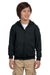 Gildan G186B Youth Full Zip Hooded Sweatshirt Hoodie Black Front