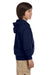 Gildan G186B Youth Full Zip Hooded Sweatshirt Hoodie Navy Blue Side