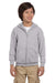 Gildan G186B Youth Full Zip Hooded Sweatshirt Hoodie Sport Grey Front