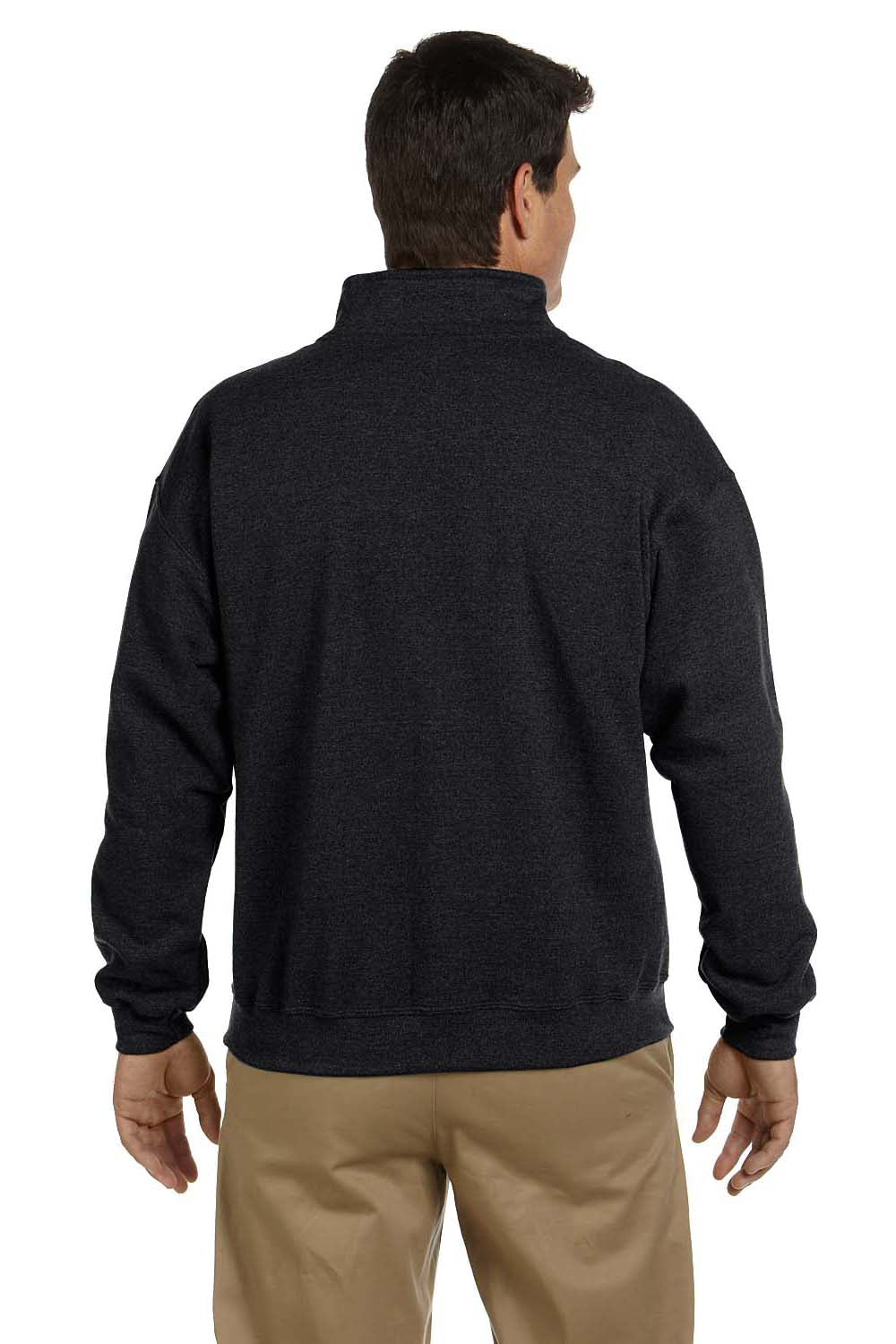 Gildan G188 Mens Vintage 1/4 Zip Sweatshirt Black Back