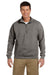 Gildan G188 Mens Vintage 1/4 Zip Sweatshirt Heather Graphite Grey Front