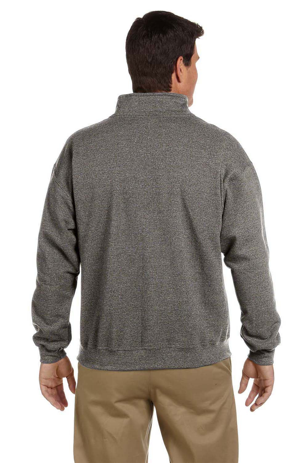 Gildan G188 Mens Vintage 1/4 Zip Sweatshirt Heather Graphite Grey Back