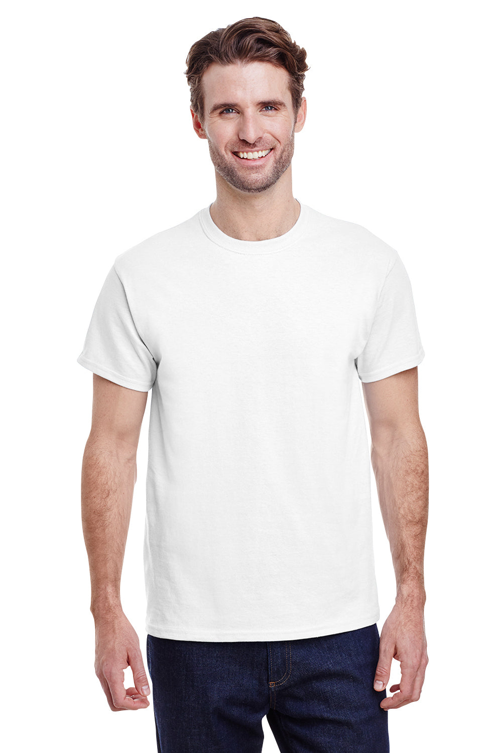 Gildan G200 Mens Ultra Short Sleeve Crewneck T-Shirt White Front
