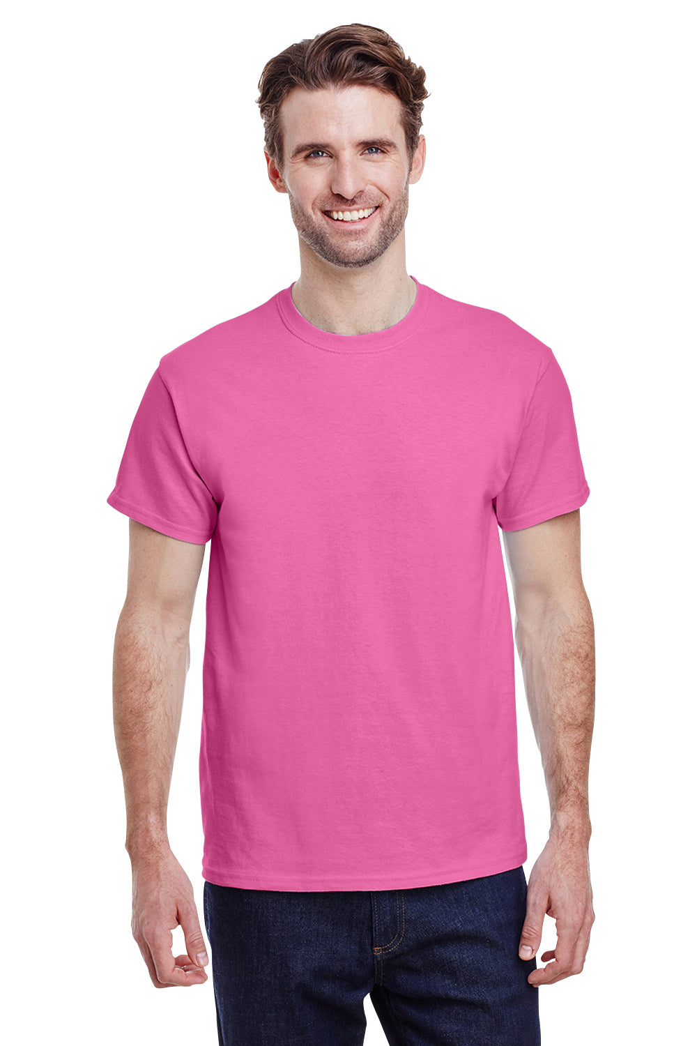 Gildan G200 Mens Ultra Short Sleeve Crewneck T-Shirt Azalea Pink Front