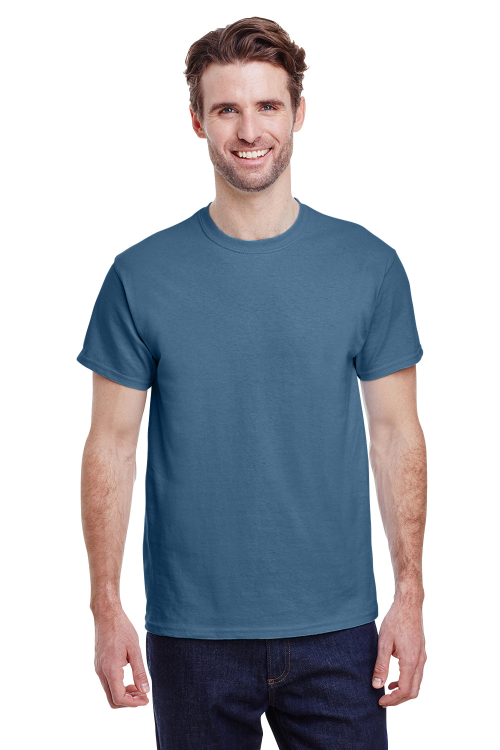 Gildan G200 Mens Ultra Short Sleeve Crewneck T-Shirt Indigo Blue Front