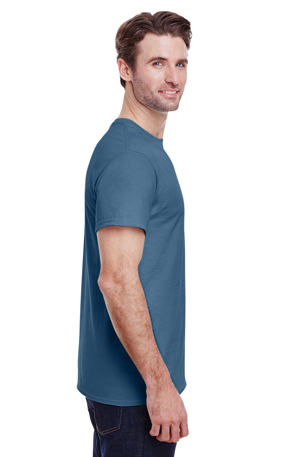 Gildan G200 Mens Ultra Short Sleeve Crewneck T-Shirt Indigo Blue Side