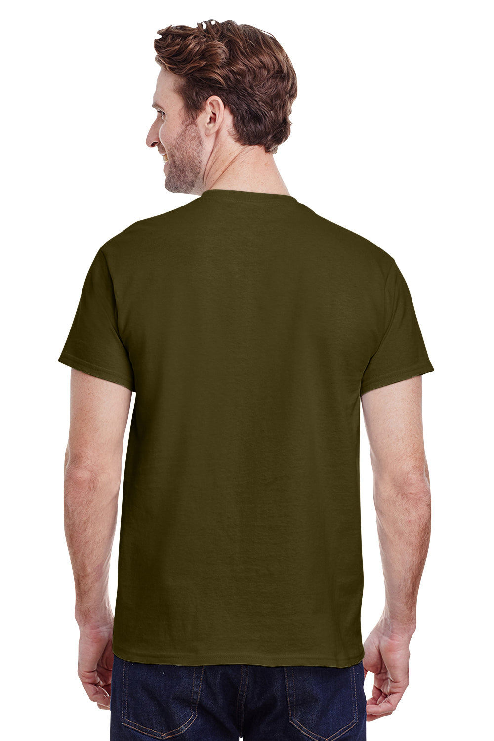 Gildan G200 Mens Ultra Short Sleeve Crewneck T-Shirt Olive Green Back