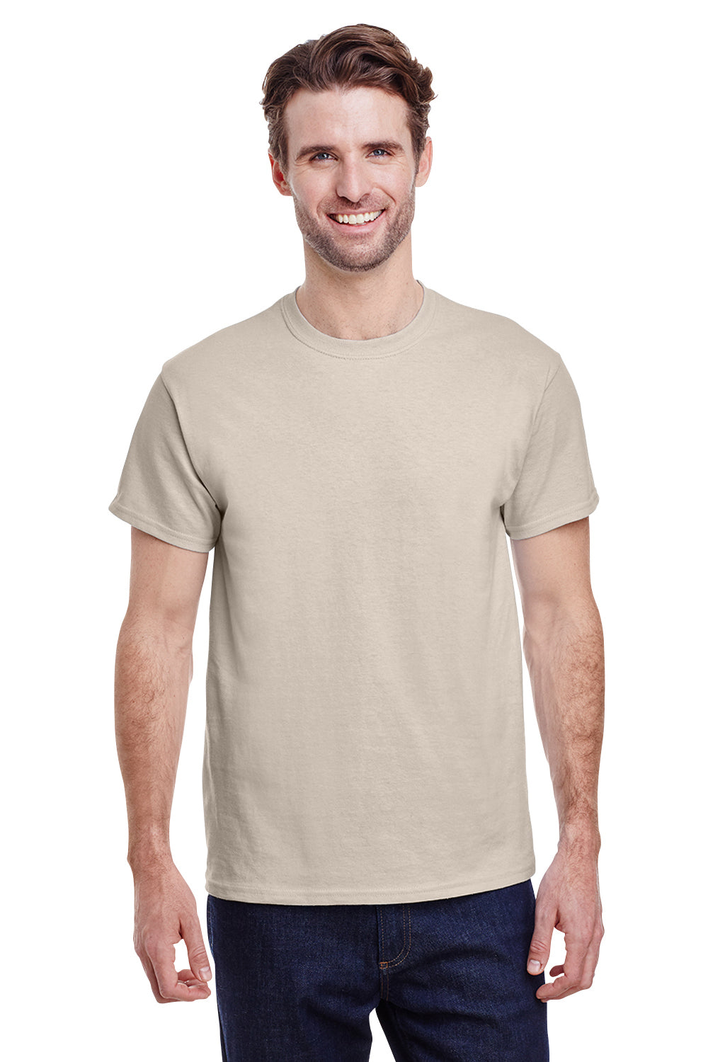Gildan G200 Mens Ultra Short Sleeve Crewneck T-Shirt Sand Brown Front