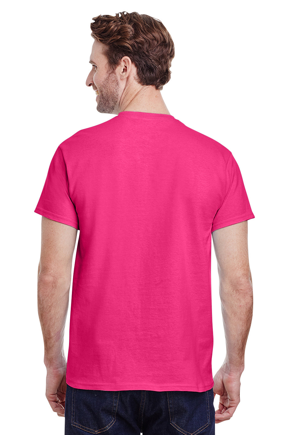 Gildan G200 Mens Ultra Short Sleeve Crewneck T-Shirt Heliconia Pink Back