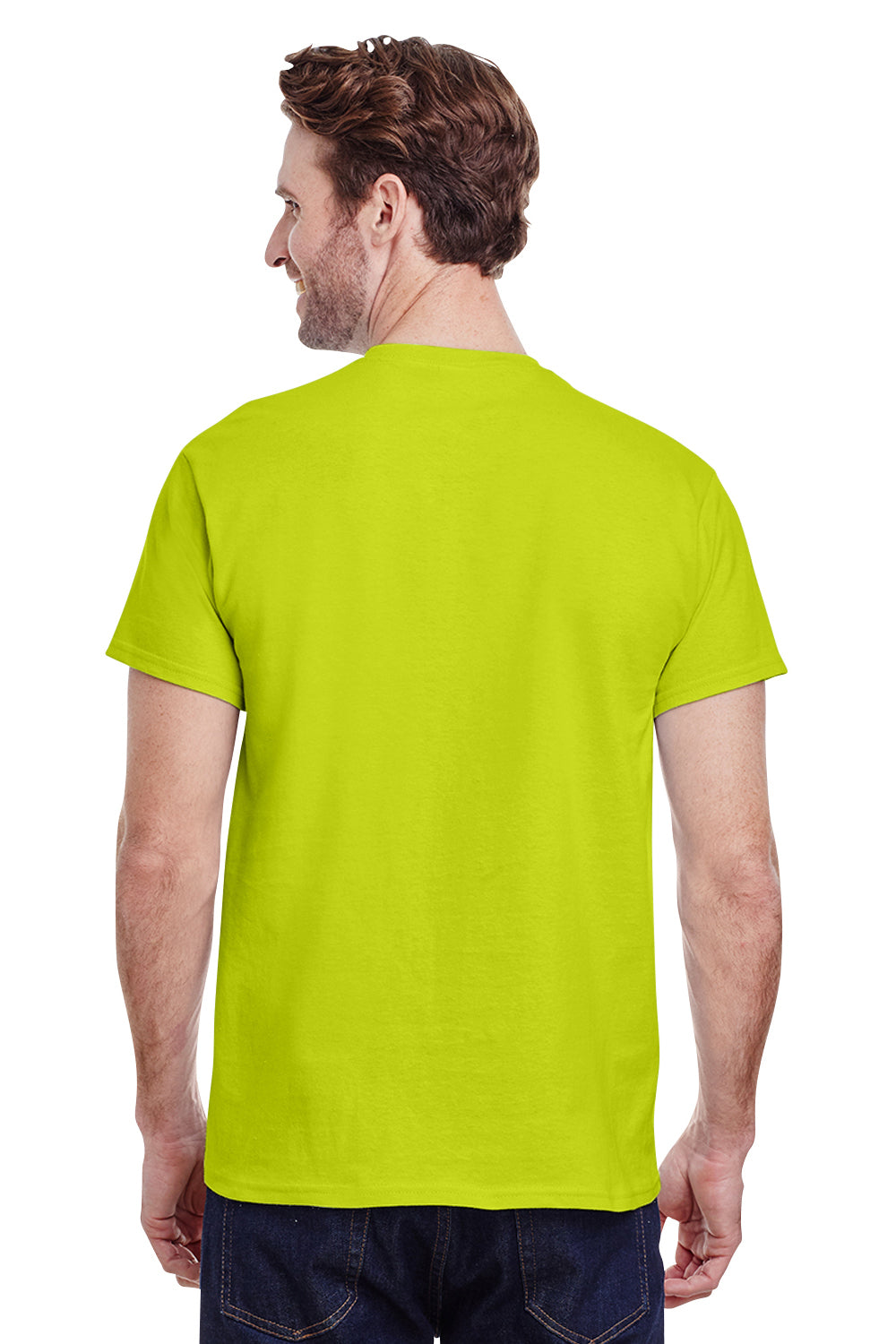 Gildan G200 Mens Ultra Short Sleeve Crewneck T-Shirt Safety Green Back