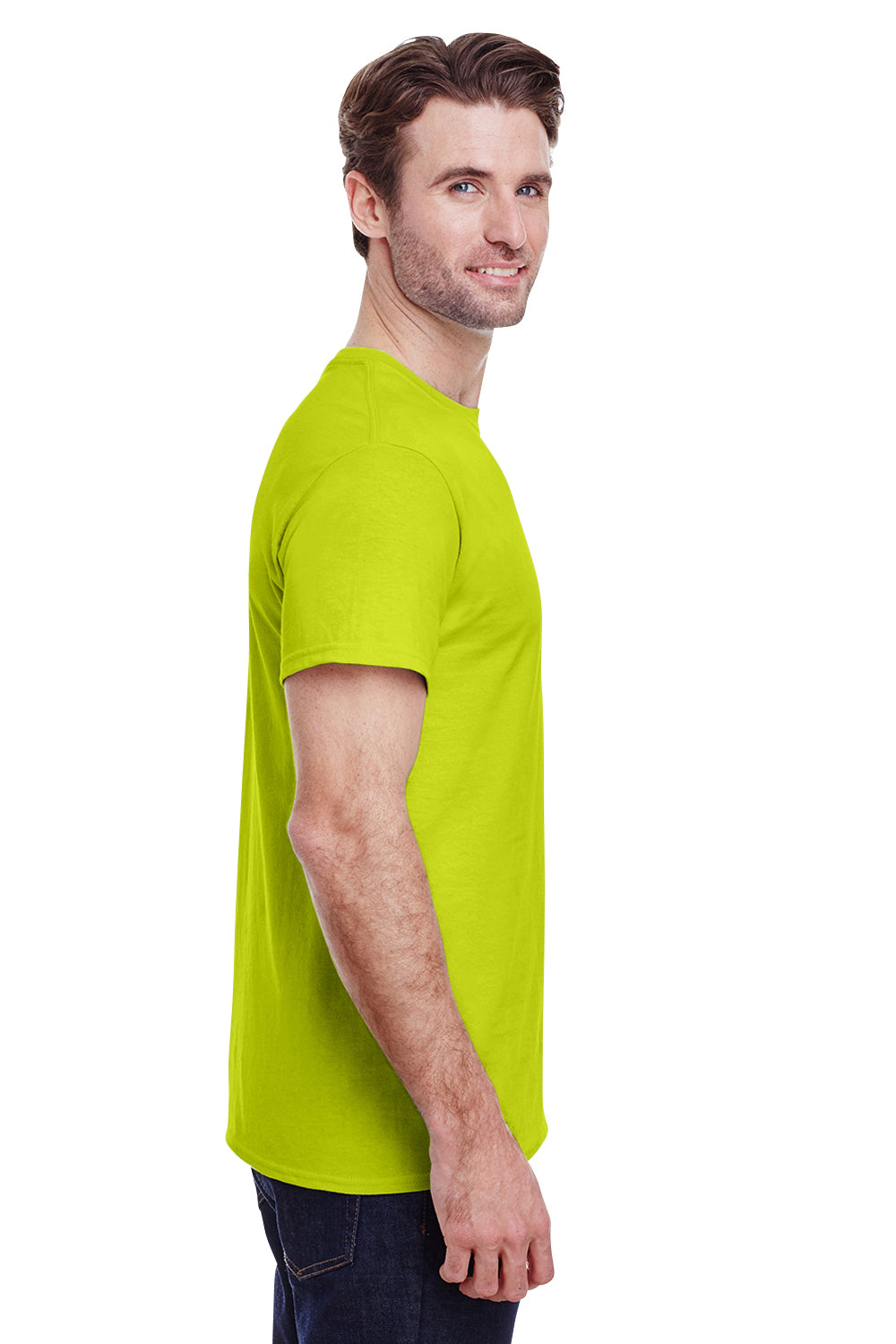 Gildan G200 Mens Ultra Short Sleeve Crewneck T-Shirt Safety Green Side
