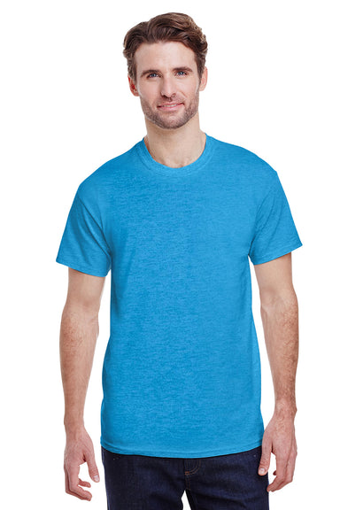 Gildan G200 Mens Ultra Short Sleeve Crewneck T-Shirt Heather Sapphire Blue Front