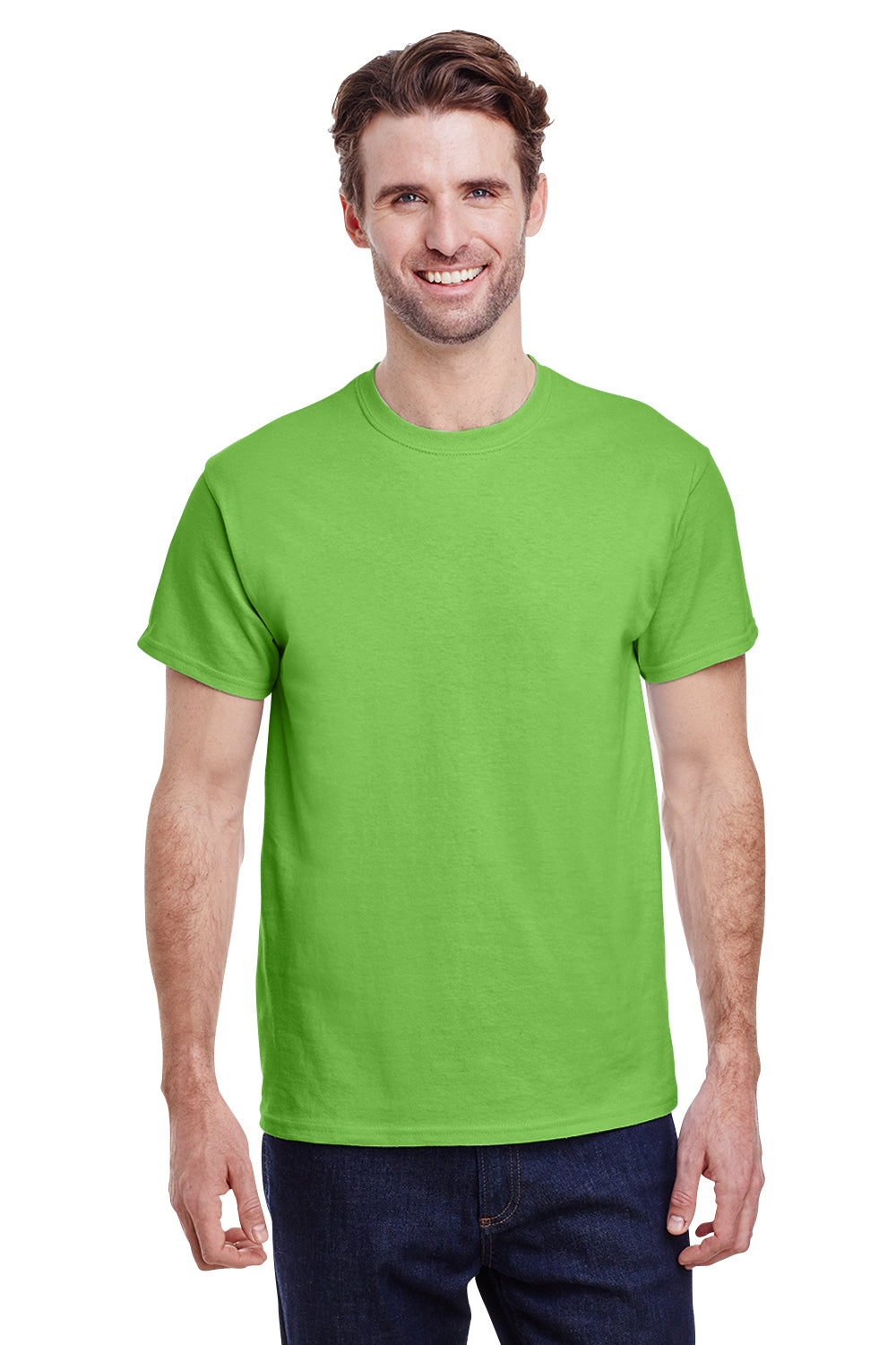 Gildan G200 Mens Ultra Short Sleeve Crewneck T-Shirt Lime Green Front