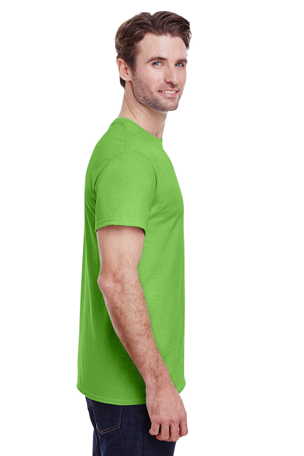 Gildan G200 Mens Ultra Short Sleeve Crewneck T-Shirt Lime Green Side