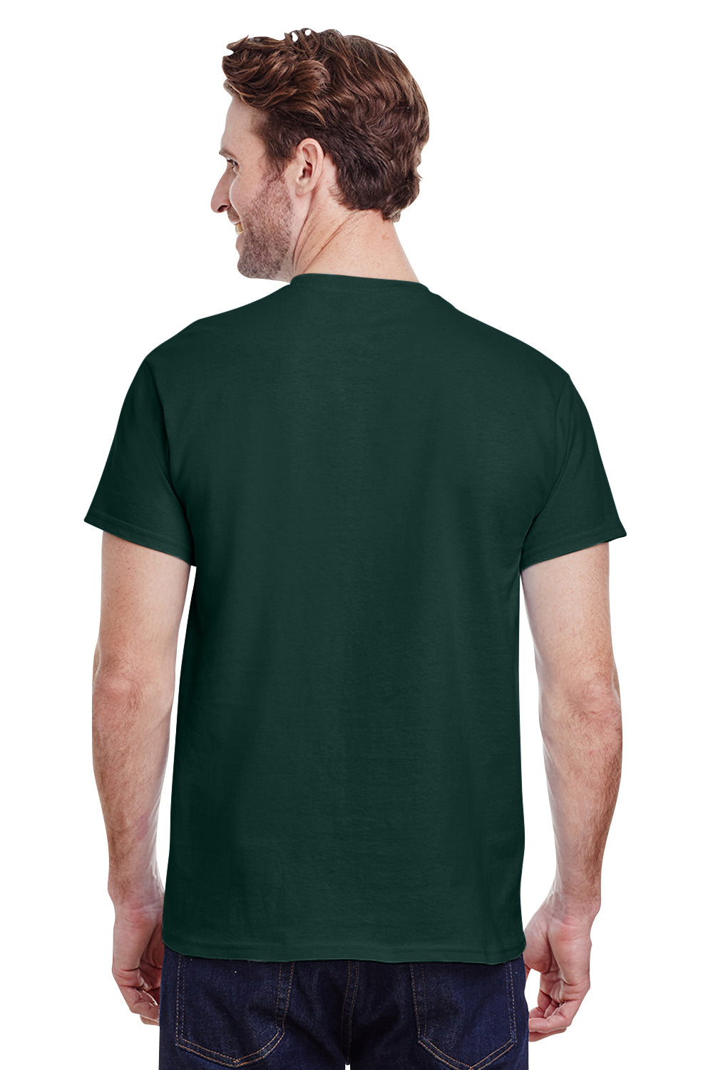 Gildan G200 Mens Ultra Short Sleeve Crewneck T-Shirt Forest Green Back