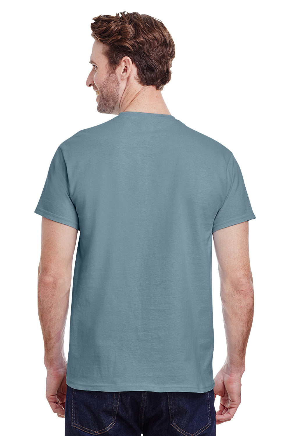 Gildan G200 Mens Ultra Short Sleeve Crewneck T-Shirt Stone Blue Back