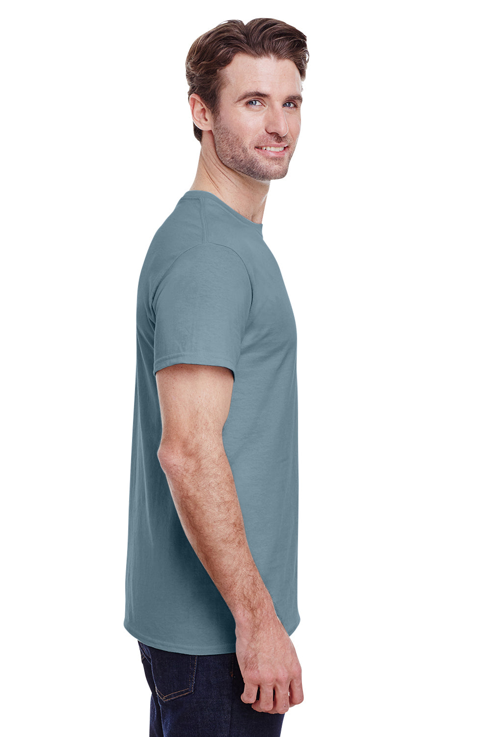 Gildan G200 Mens Ultra Short Sleeve Crewneck T-Shirt Stone Blue Side