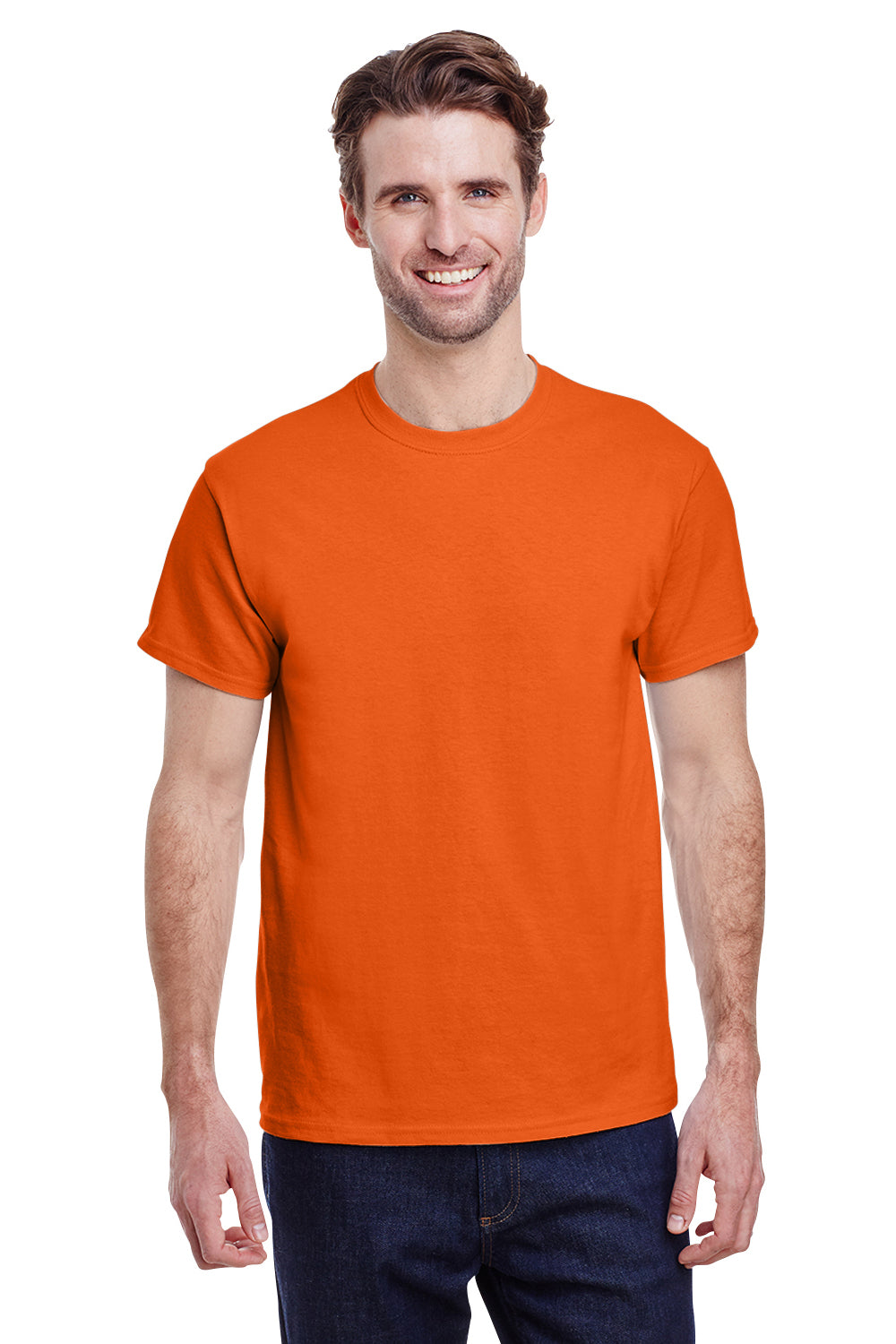 Gildan G200 Mens Ultra Short Sleeve Crewneck T-Shirt Orange Front