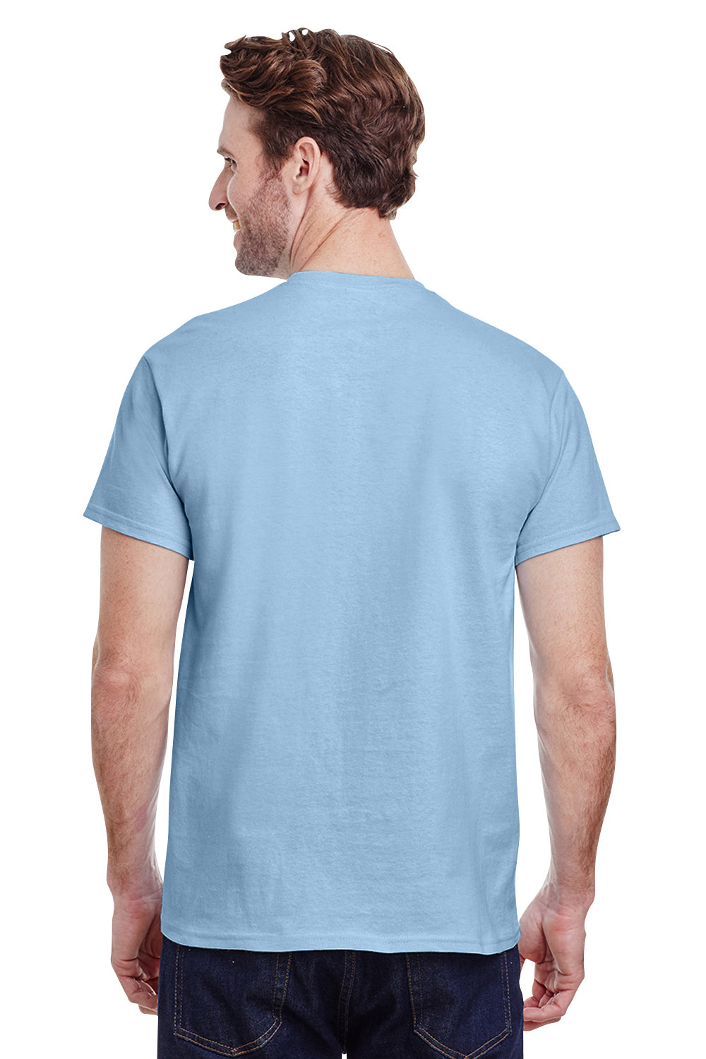 Gildan G200 Mens Ultra Short Sleeve Crewneck T-Shirt Light Blue Back